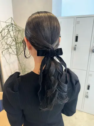 セミロング ヘアアレンジ 透明感カラー✨艶髪 制作🌱山根あゆみのヘアスタイル