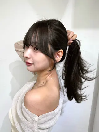 ロング カラー 艶髪レイヤー顔周り グレージュ添田晃基のヘアスタイル