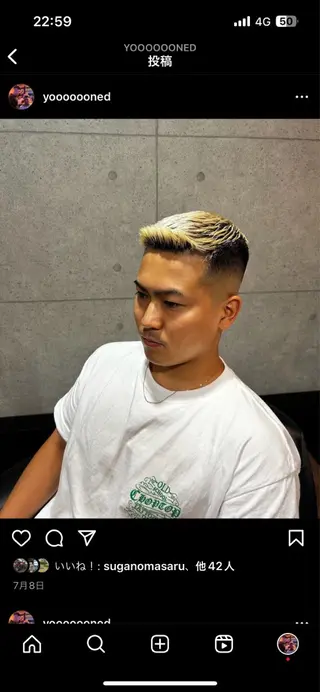 ショート メンズ 加藤 直輝のヘアスタイル