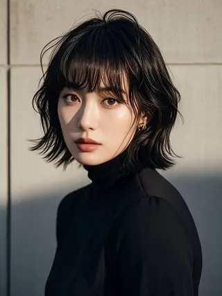 ミディアム ウルフカット 811 大阪梅田 ウルフのヘアスタイル
