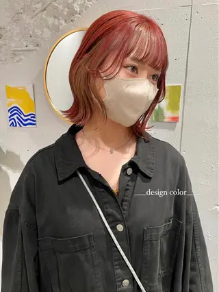 ミディアム カラー ウルフ/似合わせ レイヤー/RIHOのヘアスタイル