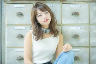 ミディアム カラー パーマ 髪質改善/縮毛矯正/ ボブ/店長/槌矢圭悟のヘアスタイル