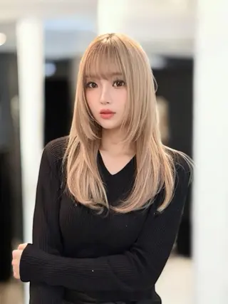 ロング カラー レイヤー/ベージュ カラー/ハシモトのヘアスタイル