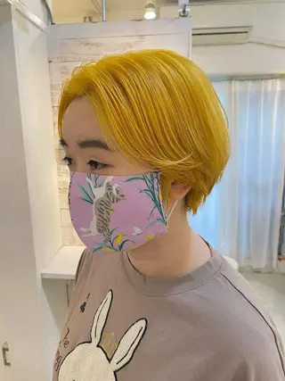 ショート カラー ブリーチなしカラー ダブルカラーエクステのヘアスタイル