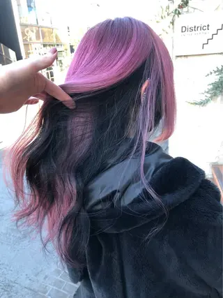 ロング カラー メンズウルフ🐺♡ ブリーチ♡ヘアメ🎀のヘアスタイル