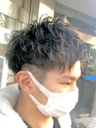 ショート パーマ メンズ 髪質改善× ハイライト溝江のヘアスタイル