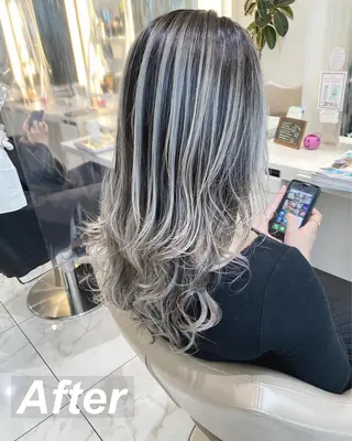 セミロング カラー 山崎俊輔/髪質改善 /バレイヤージュのヘアスタイル