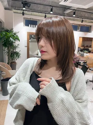 ミディアム カラー 🌟小顔カット🌟 レイヤーカットボブのヘアスタイル