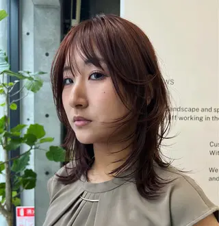 ミディアム カラー ハッシュカット カシマハヤトのヘアスタイル