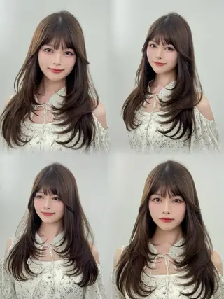 ロング カラー 韓国ヘア/レイヤー/ 顔まわり足立遥奈のヘアスタイル