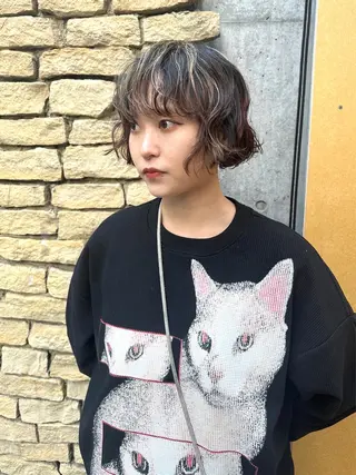 ミディアム パーマ デジタルパーマ/ コテ巻き風パーマのヘアスタイル