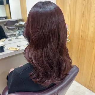 ミディアム カラー ヘアアレンジ soöze所属・sena/博多/ コテ巻き風パーマのヘアスタイル