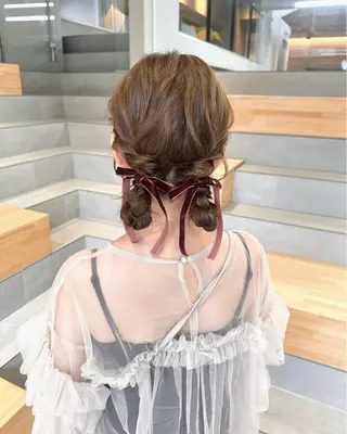 ミディアム ヘアアレンジ 染谷 遥花のヘアスタイル