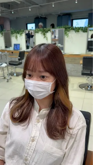 セミロング カラー 髪質改善/透明感 カラー/メンズカットのヘアスタイル