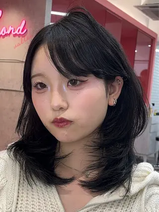 セミロング カラー 山崎/ボブ縮毛矯正 レイヤー髪質改善のヘアスタイル