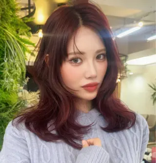 セミロング カラー Pocket仙台 💚モエリのヘアスタイル