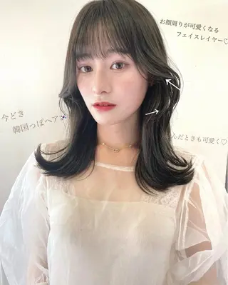 ミディアム レイヤーカット、 大人可愛い　中村美羅のヘアスタイル