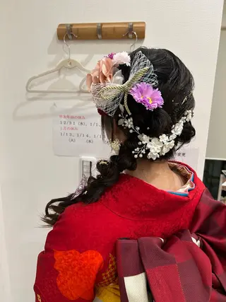セミロング ヘアアレンジ アミオーガニック カラーのヘアスタイル