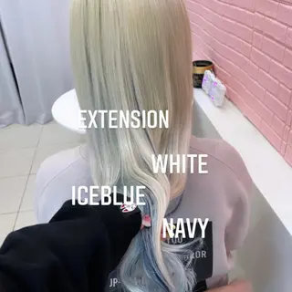 ロング カラー エクステ🩵ブリーチ 韓国ヘア🩵KAEのヘアスタイル