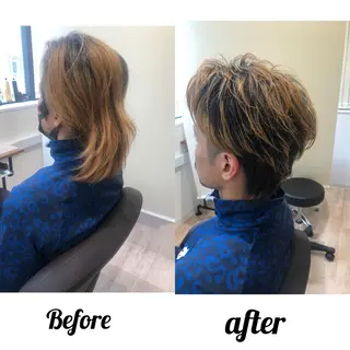 ショート カラー パーマ メンズ kiitos所属・関西センターパート メンズモデル募集のヘアスタイル