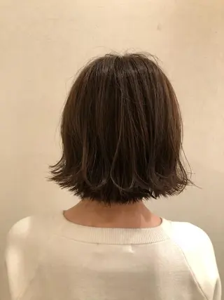 ミディアム パーマ/透明感カラー /ボブ/吉田一生のヘアスタイル