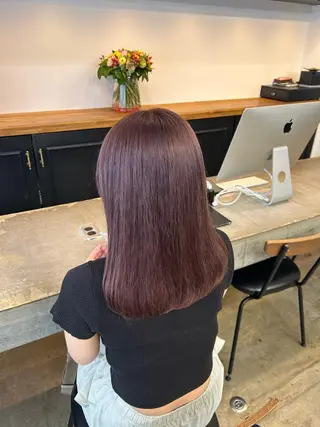 ロング カラー 🌷ラベンダーピンク 顔まわり🌷ねいろのヘアスタイル