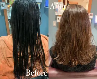 ミディアム パーマ 傷ませない縮毛矯正／ 吉岡 美江のヘアスタイル