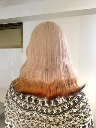 ミディアム 暖色カラー🍒 ケアブリーチ/akiのヘアスタイル