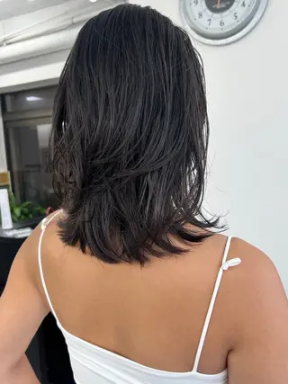 ミディアム カラー レイヤーボブ/ 艶カラー/サナ🌼のヘアスタイル