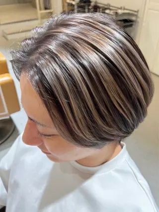 ショート カラー 縮毛矯正×艶カラー /中村勇太のヘアスタイル