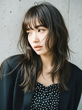 セミロング ウルフカット 811 大阪梅田 ウルフのヘアスタイル
