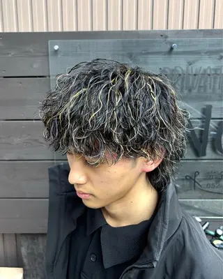 ミディアム カラー パーマ メンズ RAIA💎ケア ブリーチ＆パーマ💎のヘアスタイル