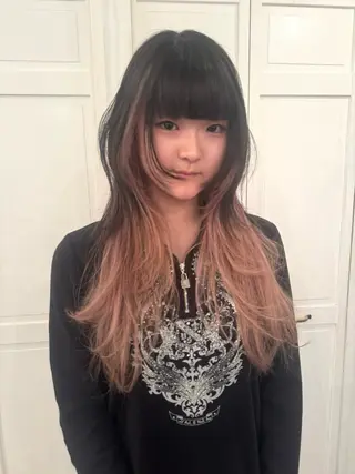 カラー ブリーチカラー🎀 韓国風/寺門美優のヘアスタイル