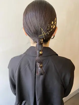 セミロング ヘアアレンジ 🌟アレンジが似合う カラー🌟Rumiのヘアスタイル