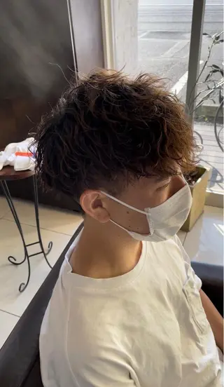 ショート パーマ メンズ 静岡/草薙パーマ メンズバレイヤージュのヘアスタイル