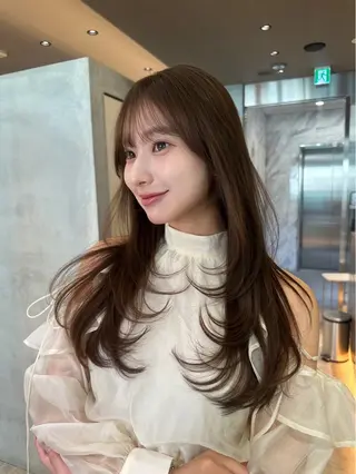 ロング カラー 顔周り/前髪/ 髪質改善/おばかんのヘアスタイル