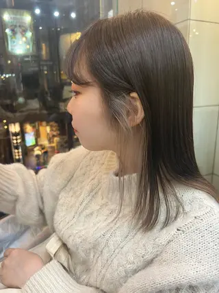 ミディアム カラー 柔らかブラウン/顔周 りレイヤー♡ユウシのヘアスタイル