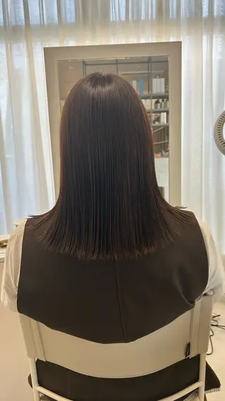 ミディアム カラー ハイトーン/艶髪/ 暗髪/韓国/sanaのヘアスタイル