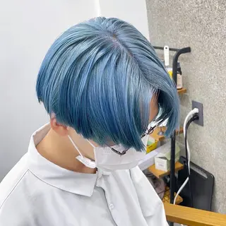 ショート カラー メンズ Lull (シェアサロンReco VIProom)所属・Lull1人美容室 バレイヤージュのヘアスタイル