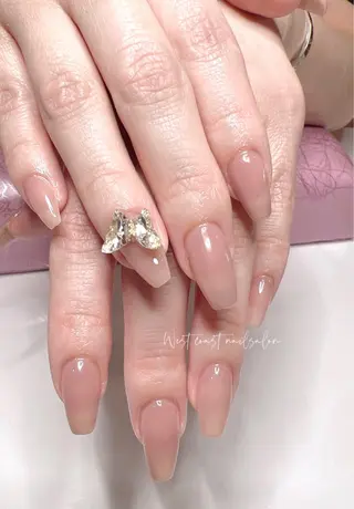 ネイル リボン、ガーリー パーツ放題専門店のネイルデザイン