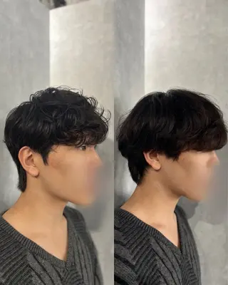 ショート パーマ メンズ 韓国メンズヘア/ ダウンパーマ/歩夢のヘアスタイル