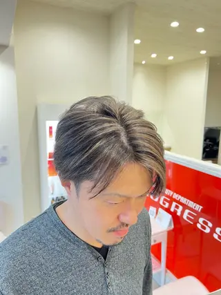 カラー メンズ 太白区/白髪ぼかし ハイライト/千葉達人のヘアスタイル