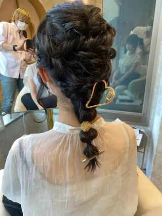 ミディアム カラー ヘアアレンジ 店長/mao/ 前髪/顔周りカットのヘアスタイル