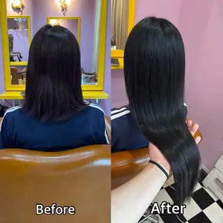 ロング シール＋ちび編み込み エクステ梅田🐨のヘアスタイル