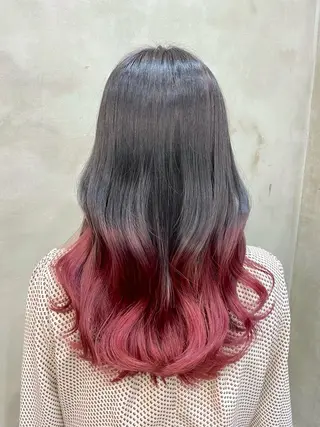 ロング カラー ヘアアレンジ 【ピンク/韓国ヘア/ ヘアセット】亜海のヘアスタイル