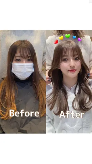 ミディアム カラー パーマ 小野寺瑞希 /最小顔カットのヘアスタイル