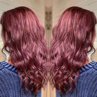 セミロング カラー ヘアアレンジ 髪質改善×ハイトーン 中田啄也のヘアスタイル