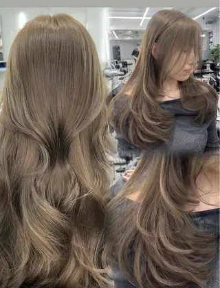 ロング カラー 表参道/ハイライト バレイヤージュのヘアスタイル