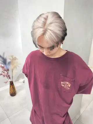 ショート カラー メンズ ホワイトカラー/梅田 ハイトーン/しんのヘアスタイル