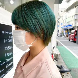 ショート カラー 森貴裕/ベージュ/ パーマ/オリーブのヘアスタイル